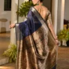 Blue Khadi Silk Pre Stitched Saree   33004 (2)