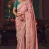 Gajari Pink Heavy Embroidered Silk Saree 467