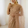 Gold Soft Net Sequins One Minute Saree (1)
