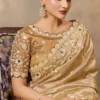 Golden Pure Tissue Silk Zari Ready To Wear Saree   25808 (1)