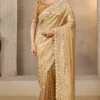 Golden Pure Tissue Silk Zari Ready To Wear Saree   25808