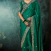 Green Pure Silk Heavy Work Pre Stitched Saree 5547