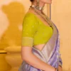 Lavendar Banarasi Silk Work Pre Stitched Saree 1548 (1)