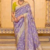 Lavendar Banarasi Silk Work Pre Stitched Saree 1548