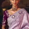 Lavendar Heavy Embroidered Silk Saree 469 (1)