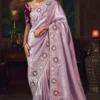 Lavendar Heavy Embroidered Silk Saree 469
