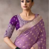 Lavendar Zari Work Crepe Pre Stitched Saree   7807 (2)