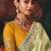 Lemon Green Heavy Embroidered Silk Saree 468 (1)