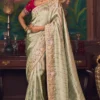 Light Green Heavy Embroidered Silk Saree 470