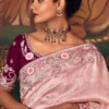 Light Pink Heavy Embroidered Silk Saree 465 (1)