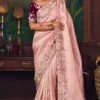 Light Pink Heavy Embroidered Silk Saree 465