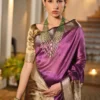 Majenta Khadi Silk Pre Stitched Saree   33001 (1)