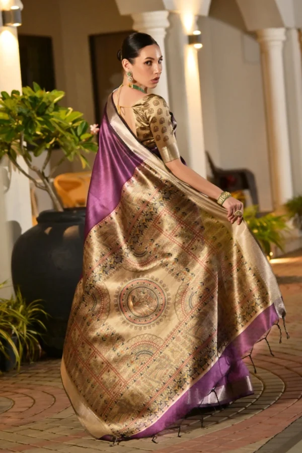 Majenta Khadi Silk Pre Stitched Saree   33001 (2)