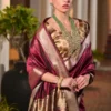 Maroon Khadi Silk Pre Stitched Saree   33003 (1)