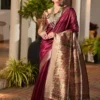 Maroon Khadi Silk Pre Stitched Saree   33003