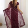 Maroon Soft Net Sequins One Minute Saree (2)