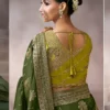 Mehendi Green Zari Work Crepe Pre Stitched Saree   7810 (1)