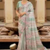 Multicolor Pure Jacquard Silk Pre Stitched Saree   7812