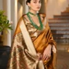 Mustard Khadi Silk Pre Stitched Saree   33002 (1)