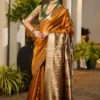 Mustard Khadi Silk Pre Stitched Saree   33002