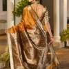 Mustard Khadi Silk Pre Stitched Saree   33002 (2)