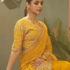Mustard Silk Zari Work Ready To Wear Saree   8101 (1)