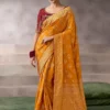 Mustard Zari Work Crepe Pre Stitched Saree   7801