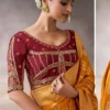 Mustard Zari Work Crepe Pre Stitched Saree   7801 (2)
