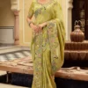 Olive Pure Jacquard Silk Pre Stitched Saree   7807