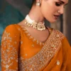Orange Pure Silk Heavy Work Pre Stitched Saree 5542 (1)