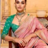 Peach Banarasi Silk Work Pre Stitched Saree 1551 (1)