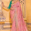 Peach Banarasi Silk Work Pre Stitched Saree 1551