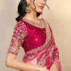 Pink Gajji Jacquard Silk Pre Stitched Saree   25809 (1)