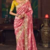 Pink Heavy Embroidered Silk Saree 471