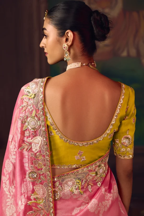 Pink Heavy Embroidered Silk Saree 471 (3)