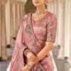 Pink Pure Jacquard Silk Pre Stitched Saree   7808 (1)