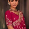 Pink Pure Silk Heavy Work Pre Stitched Saree 5548 (1)