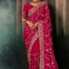 Pink Pure Silk Heavy Work Pre Stitched Saree 5548