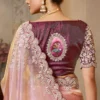 Pink Zari Organza Silk Hand Work Pre Stitched Saree   25812 (1)