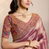 Pinkish Jacquard Handwork One Minute Saree  25815 (1)