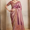 Pinkish Jacquard Handwork One Minute Saree  25815