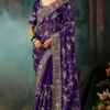 Purple Pure Silk Heavy Work Pre Stitched Saree 5549