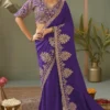 Purple Silk Zari Work Ready To Wear Saree   8103