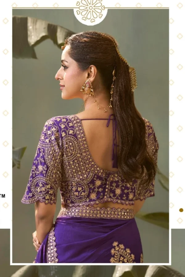Purple Silk Zari Work Ready To Wear Saree   8103 (2)