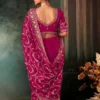 Rani Pink Pure Silk Heavy Work Pre Stitched Saree 5545 (2)