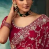 Red Pure Silk Heavy Work Pre Stitched Saree 5543 (1)