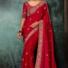 Red Pure Silk Heavy Work Pre Stitched Saree 5546