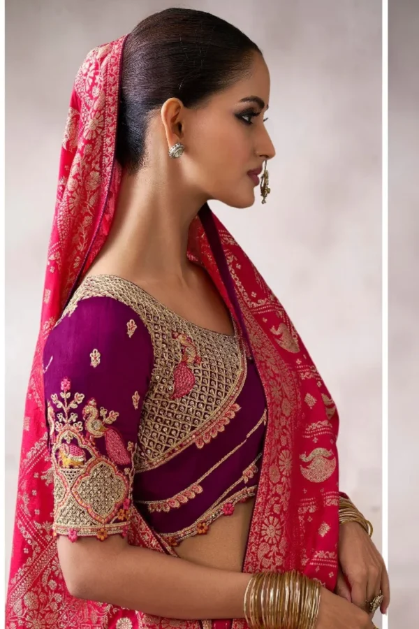 Red Zari Work Crepe Pre Stitched Saree   7806 (2)