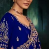 Royal Blue Pure Silk Heavy Work Pre Stitched Saree 5541 (1)