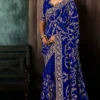 Royal Blue Pure Silk Heavy Work Pre Stitched Saree 5541